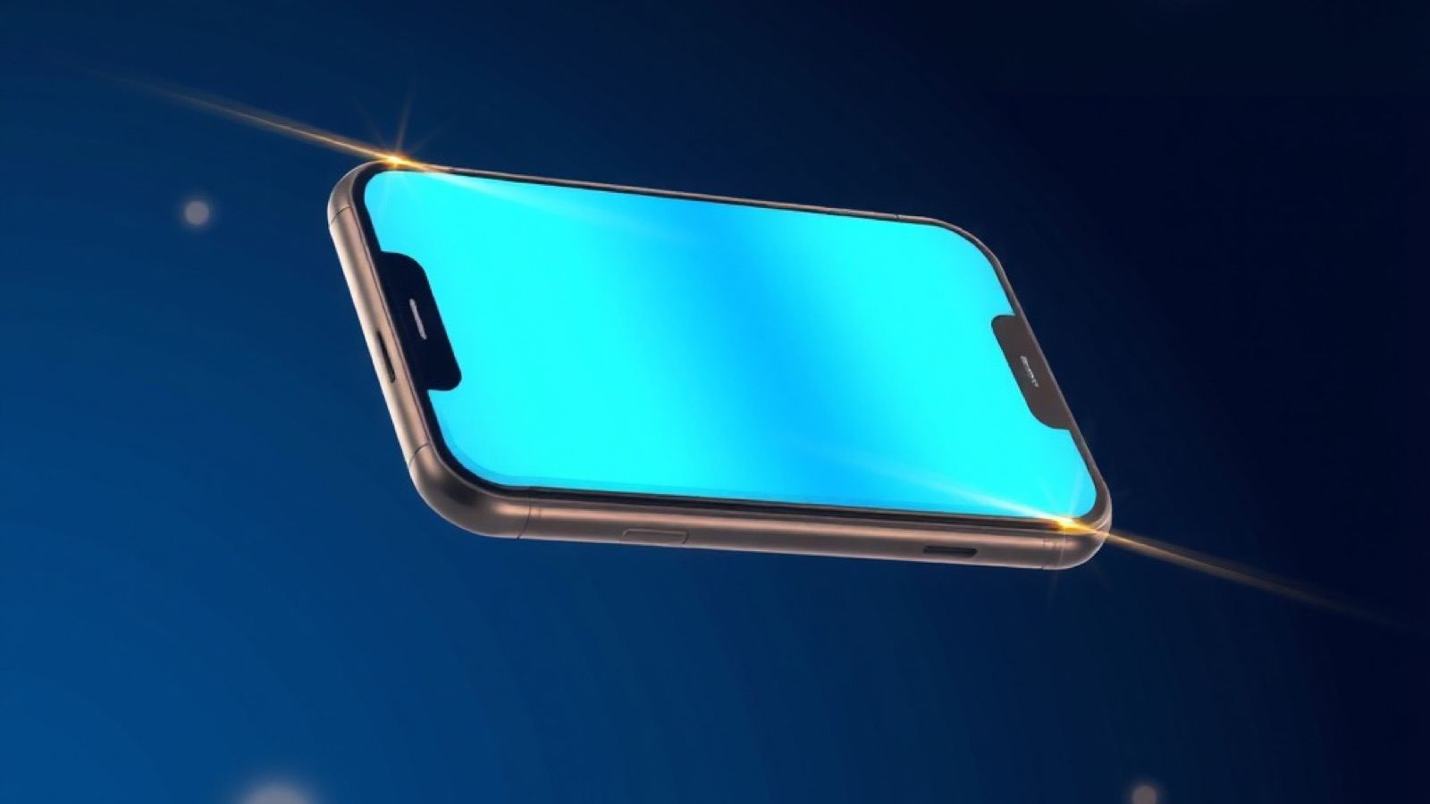 Stake Bet India app download hero showing a floating smartphone with a blank glowing blue screen and gold sparkles