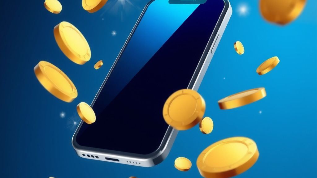 Stake Bet India download guide artwork with a glowing smartphone and gold coins